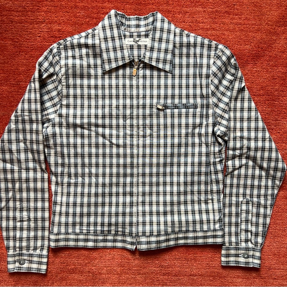Vintage 90s Checkered Light Jacket / Cute Spring and Fall Plaid Tartan Jacket